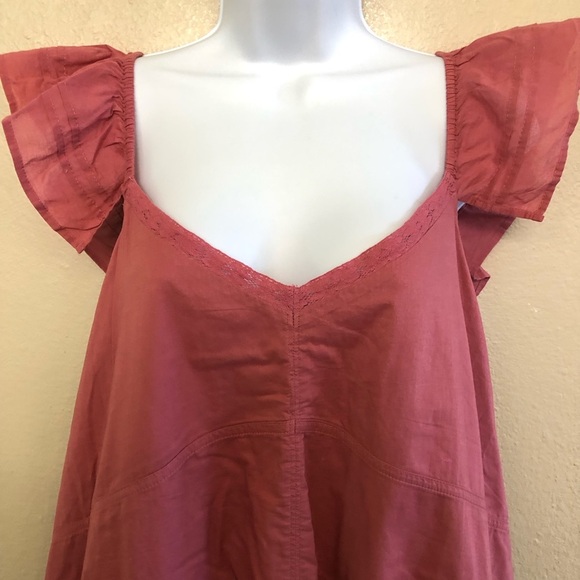 Treasure & Bond Flutter Sleeves Midi Dress in  Pink Mauve Tie Back Plus Size 3X - Picture 6 of 15